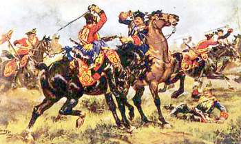 Сражение при Детингене - 1743 - The King's Horse charging the Maison du Roi at Dettingen 